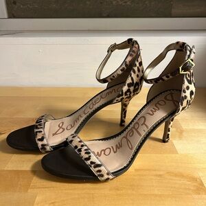 Sam Edelman Leopard Print Ankle Strap Heels